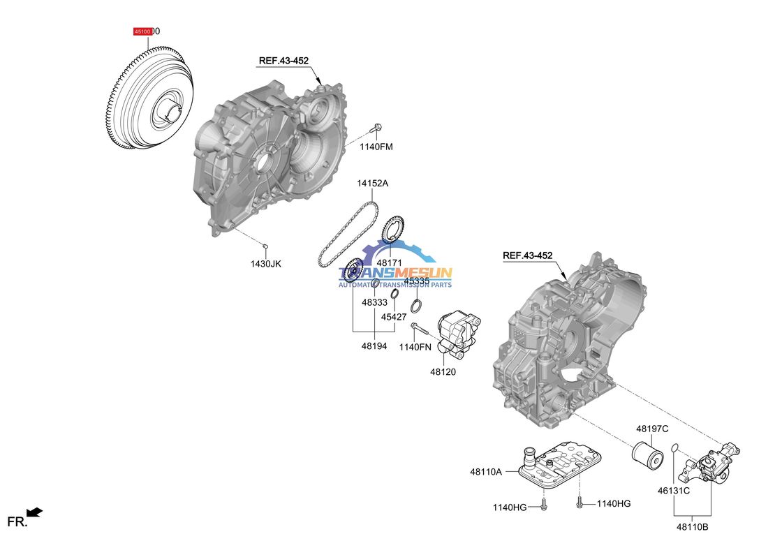 переработанный конвертер крутящего момента трансмиссии C0GF1 CVT 451002H000 для 2019-2023 годов HYUNDAI KIA IX25 K3 1.5T 2WD G4FL